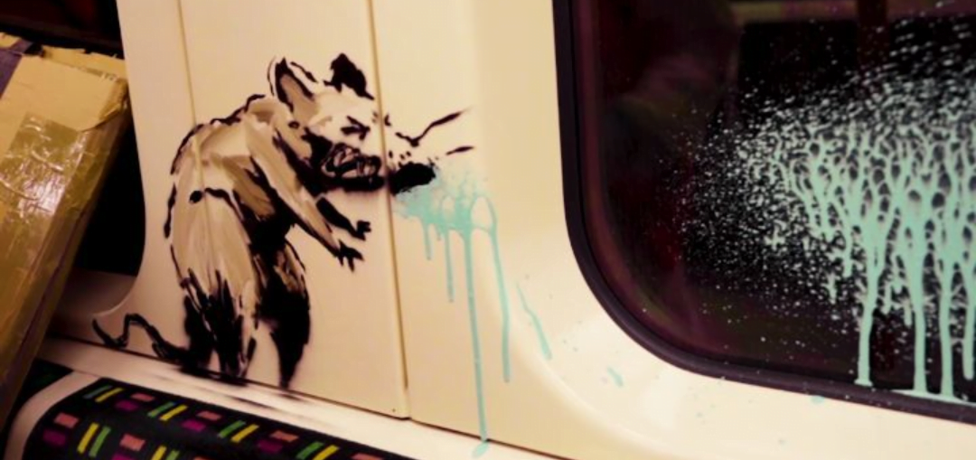 Las ratas de Banksy invaden un subte de Londres para concientizar sobre el uso de tapabocas