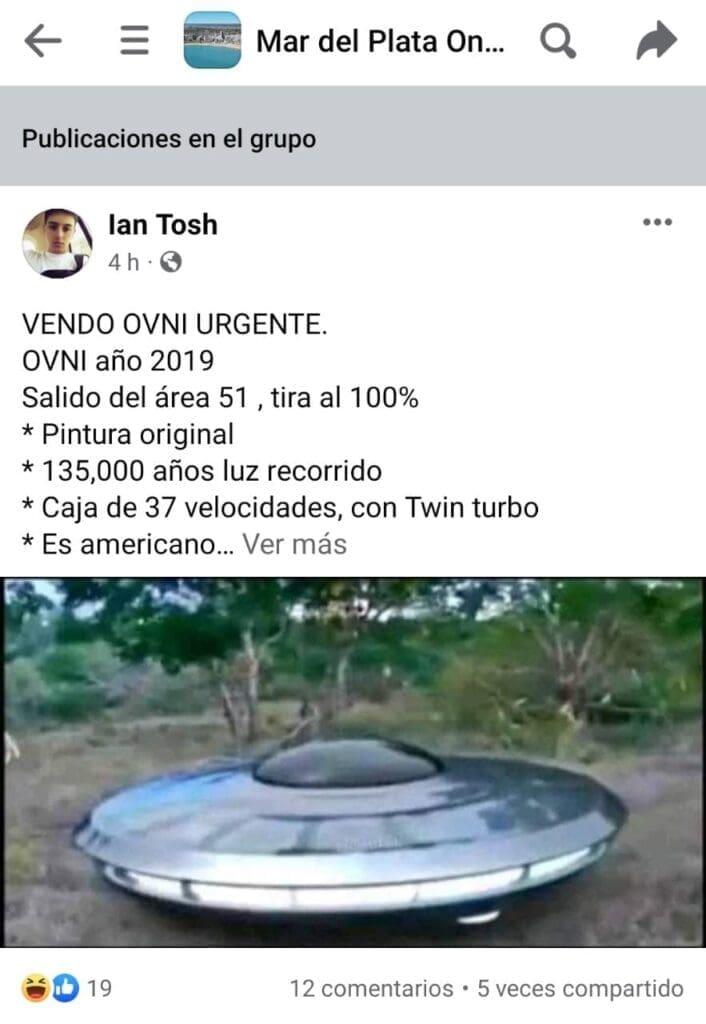 Insólito: En Mar del Plata venden un OVNI modelo 2019 3 WhatsApp Image 2023 01 22 at 12.45.35
