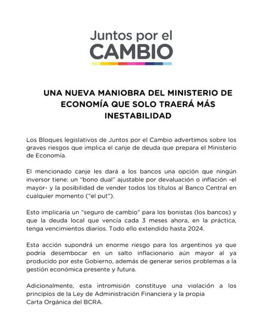 Polémica entre el Massismo y Juntos Por el Cambio por el Canje de Deuda 3 juntos