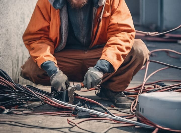 joven indigente de espaldas cortando un cable de alta tension 2 1 1
