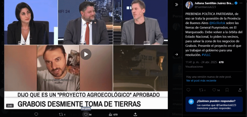"Prebenda Política": Juliana Santillán denuncia el manejo K de tierras en El Marquesado 3 Captura de pantalla 2025 04 25 104007